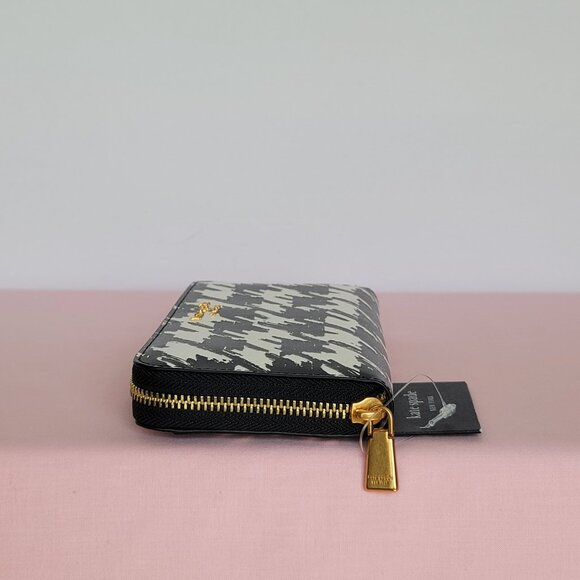 KATE SPADE Morgan Painterly Houndstooth Zip-Around Wallet- Black Multi⭐ - Picture 9 of 16
